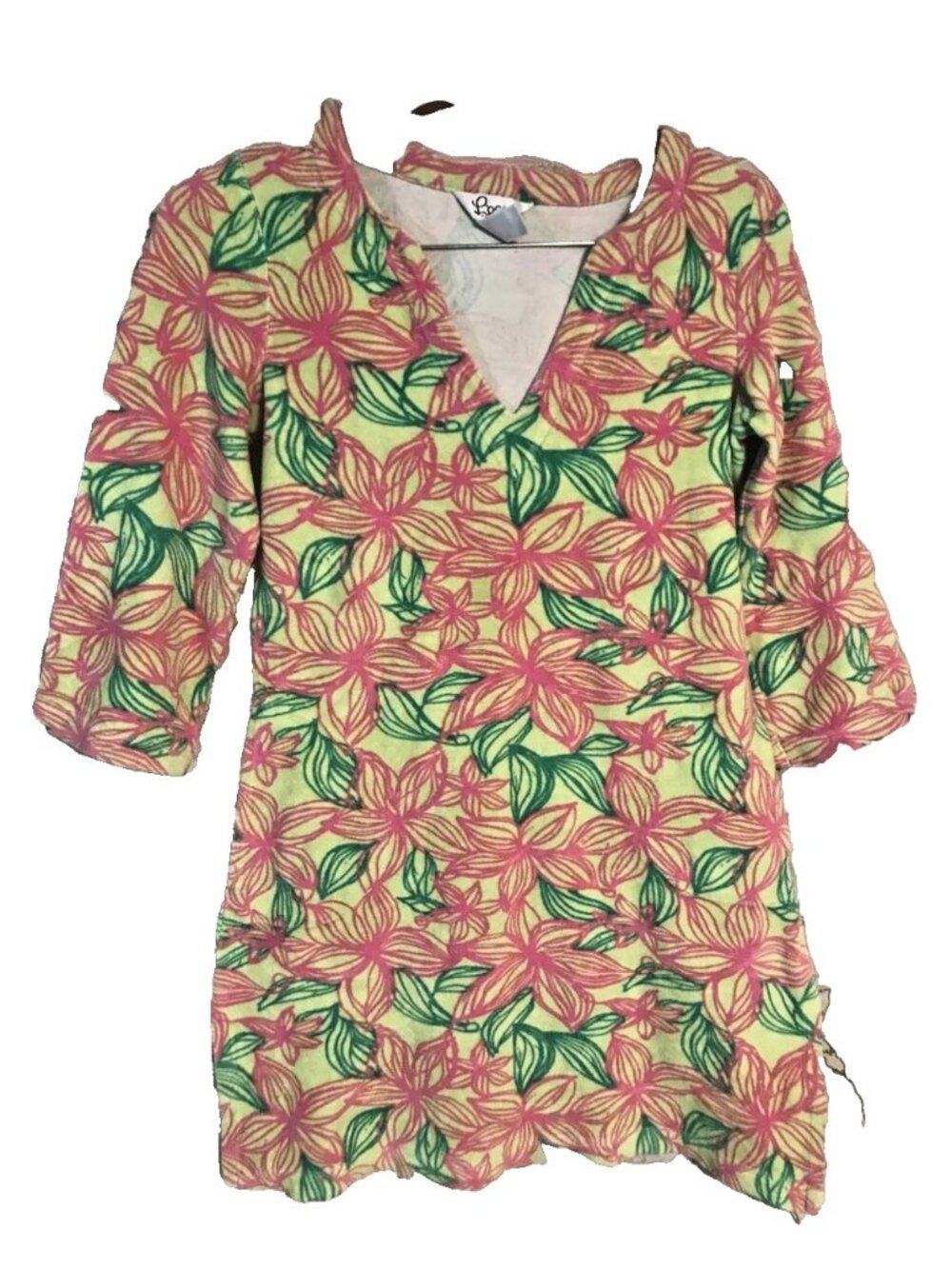 Vintage White Lable Lilly Pulitzer Floral swimsuit coverup dress XS terrycloth